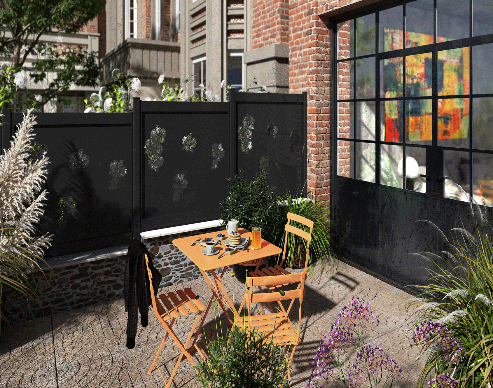 Fresk Flamig fence with ORCHIDEE decoration
