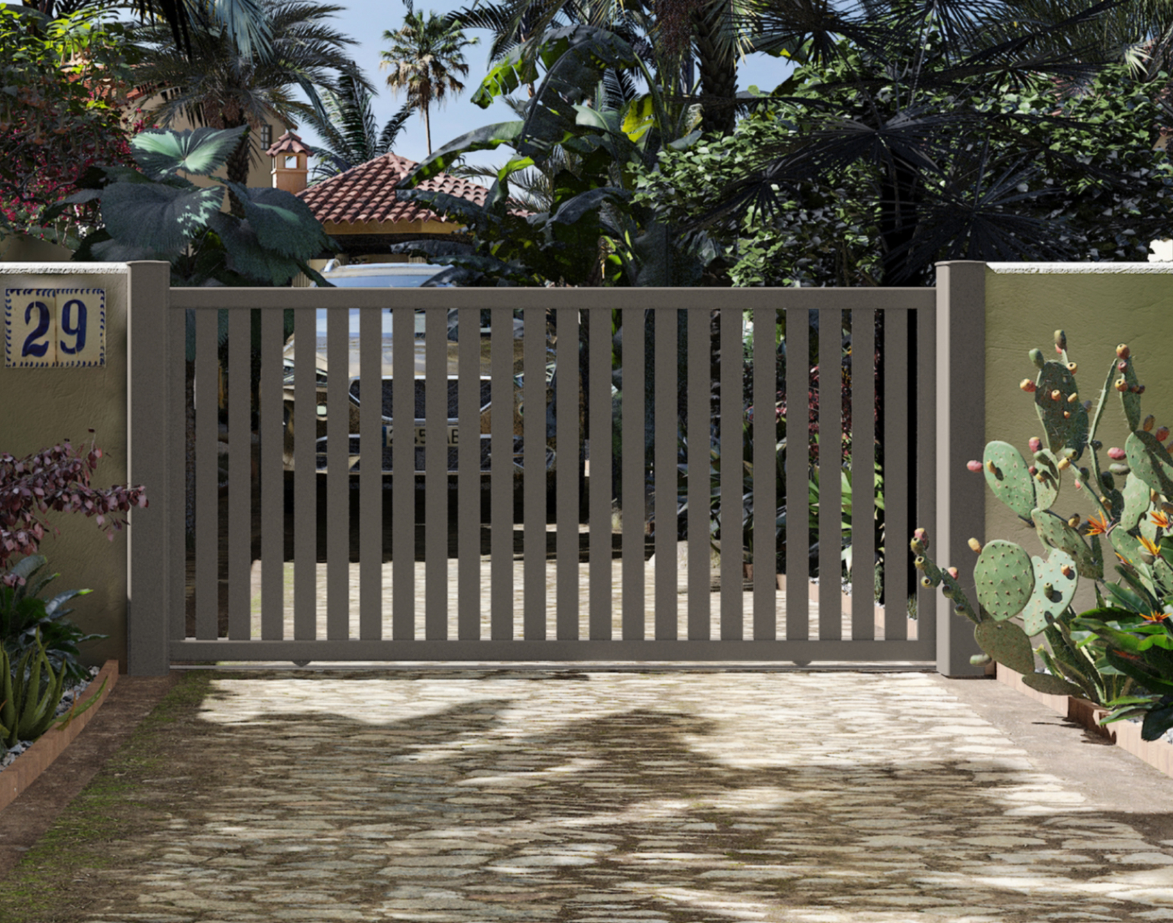 Puerta batiente calada de aluminio Salto - Kostum