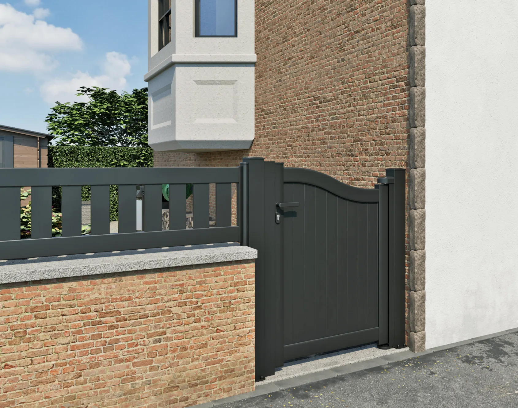 Pedestrian gate fully boarded slats