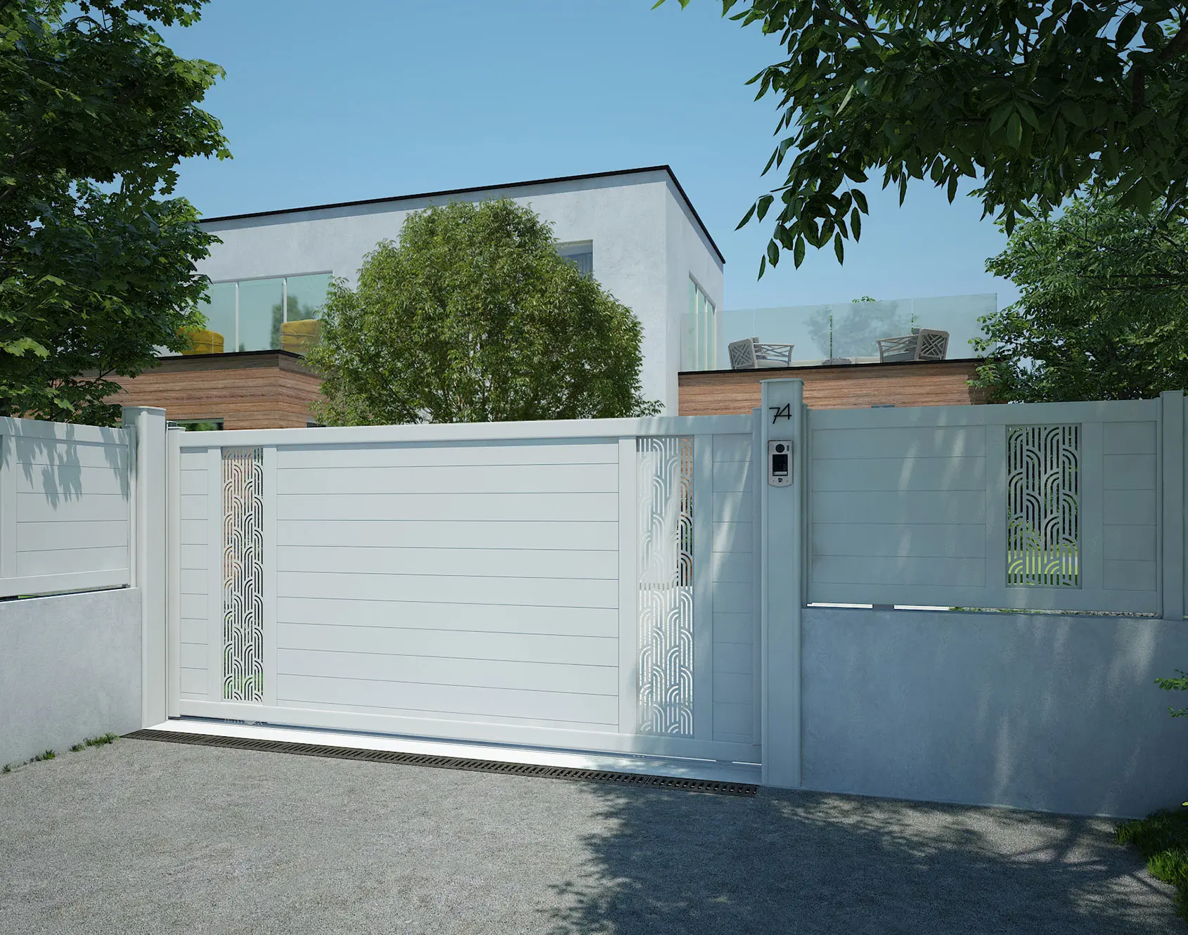 Clôture aluminium Fresk Anaig décor Ellez par Kostum