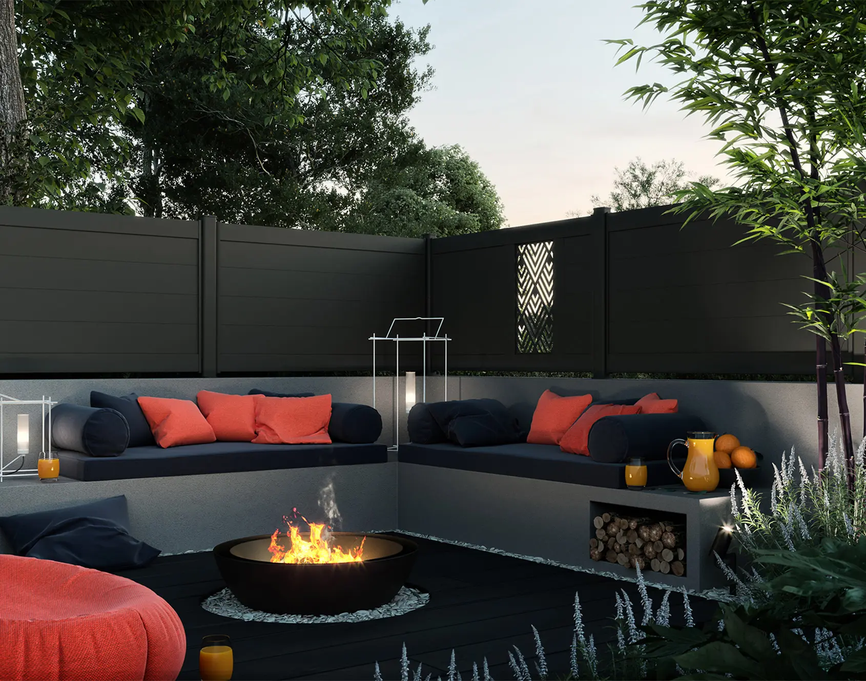 Clôture aluminium Fresk Anaig décor Pépites par Kostum
