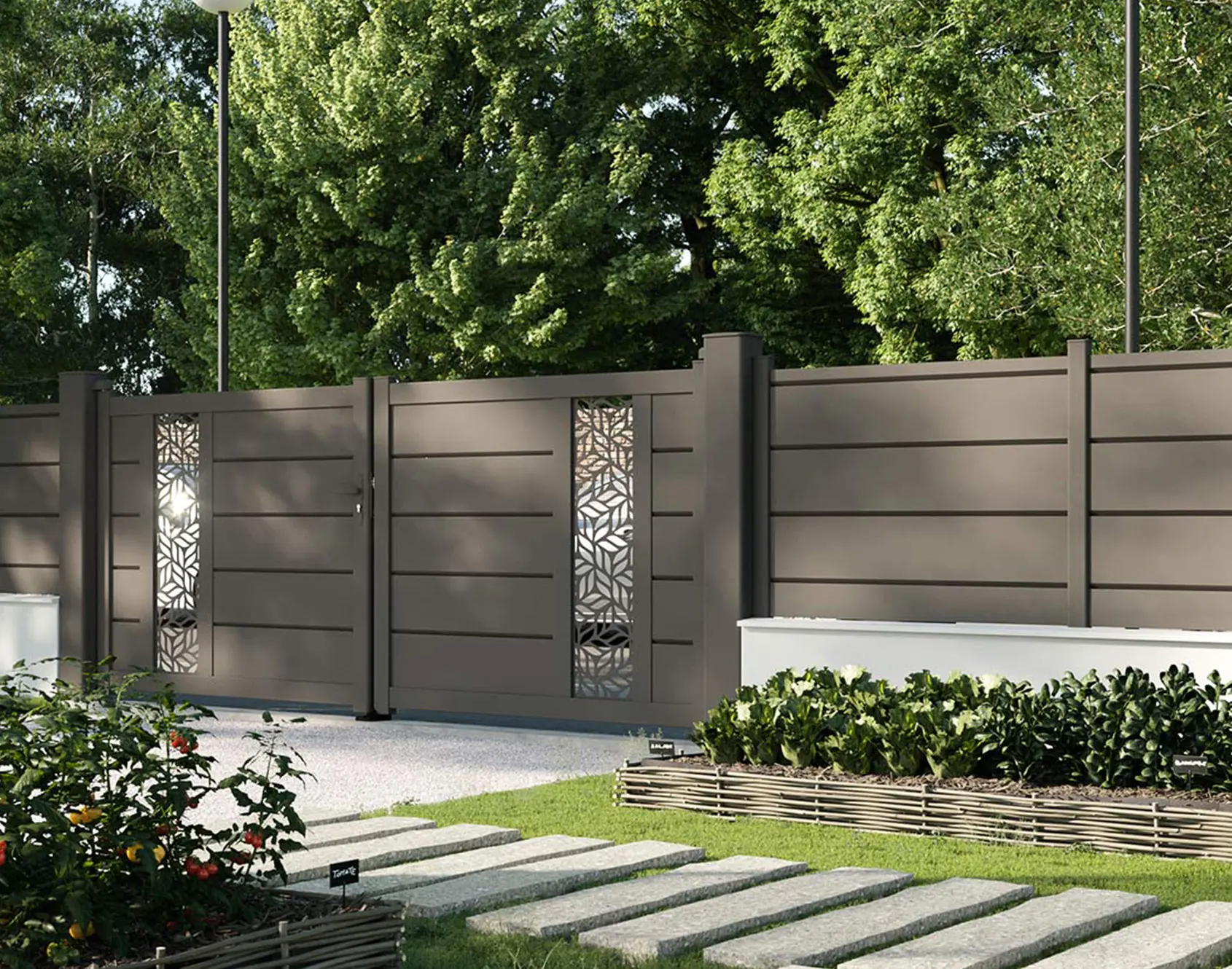Portail aluminium battant Ewen décor Amand par kostum