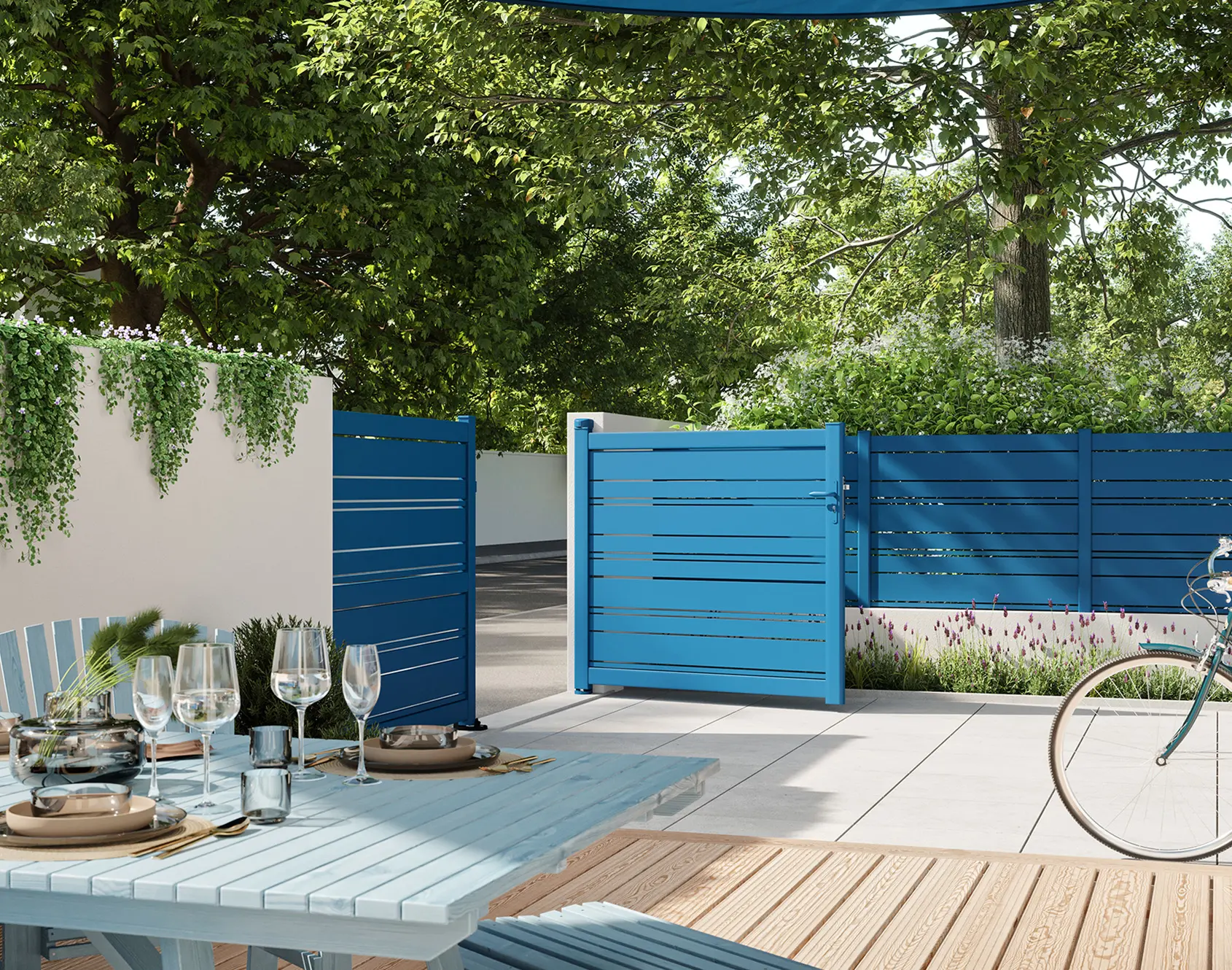 Portail coulissant ajouré aluminium coulissant Spas - Kostum