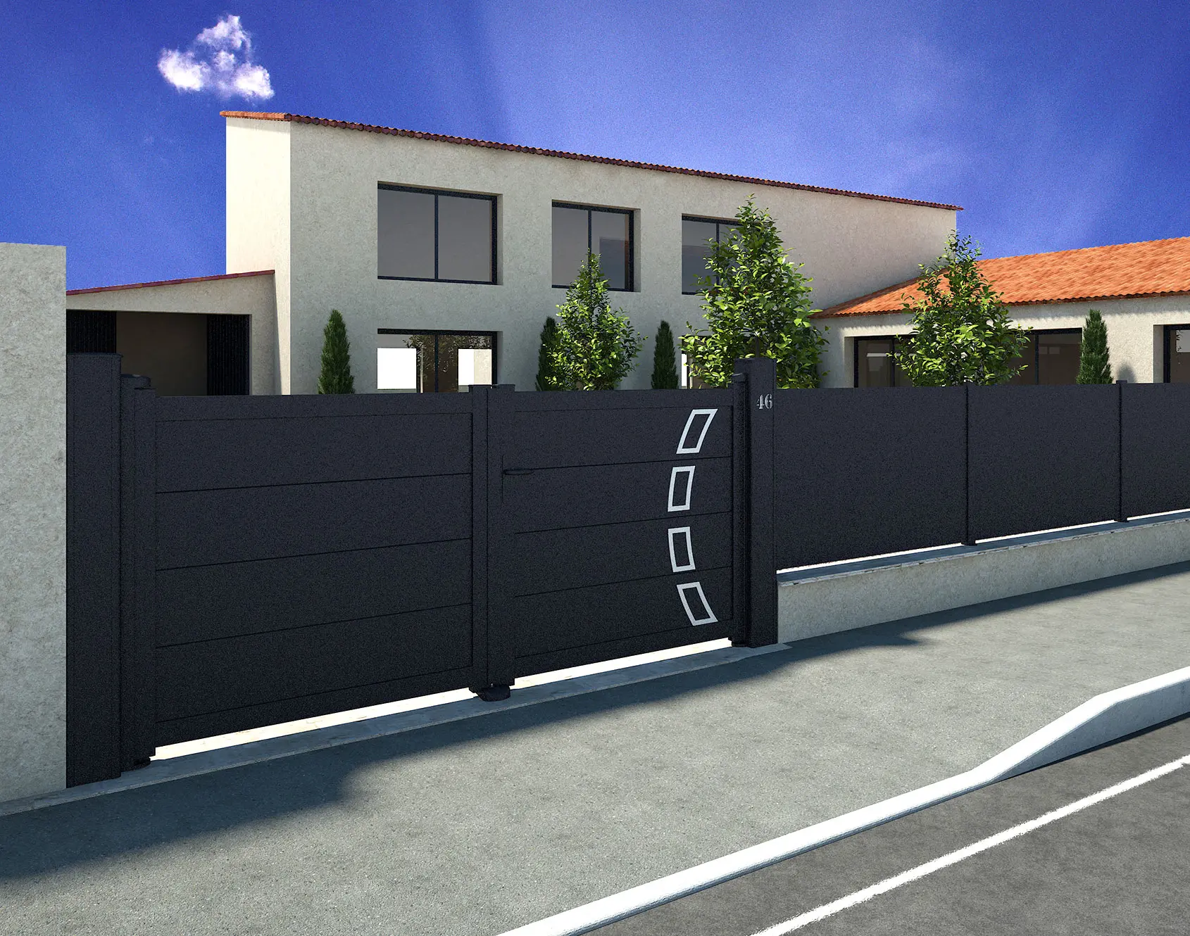 Portail aluminium battant Ark 300 par Kostum