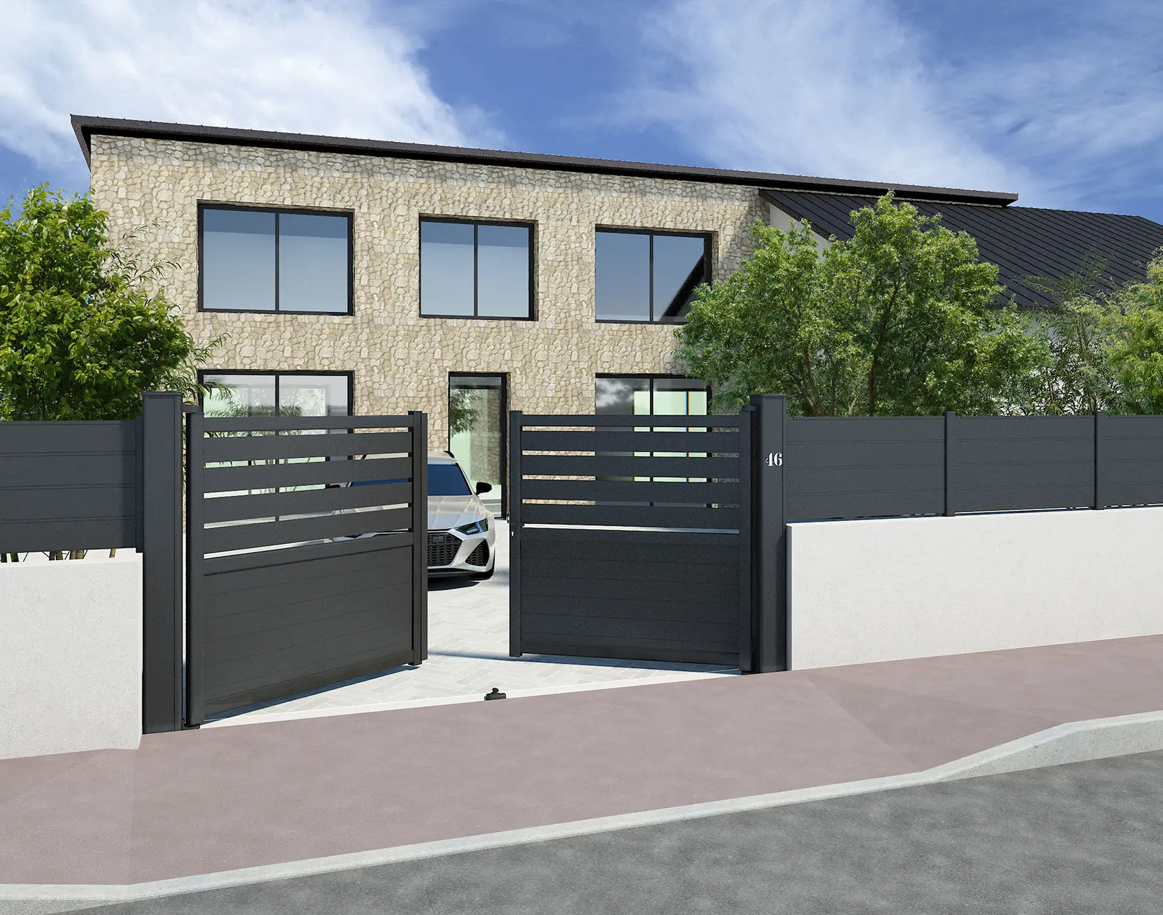 Portail battant aluminium Lomig