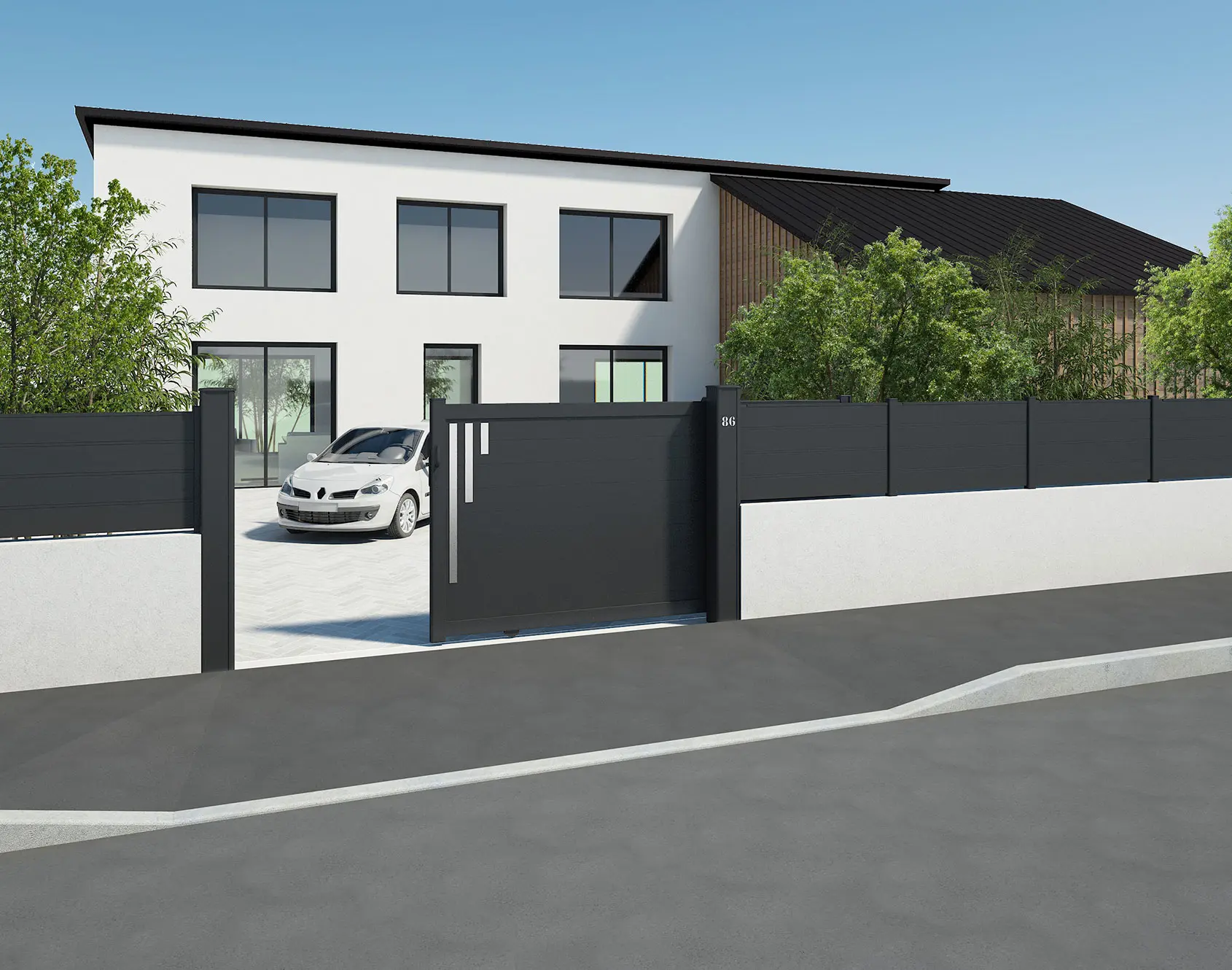 Portail Coulissant Line 150 en aluminium par Kostum