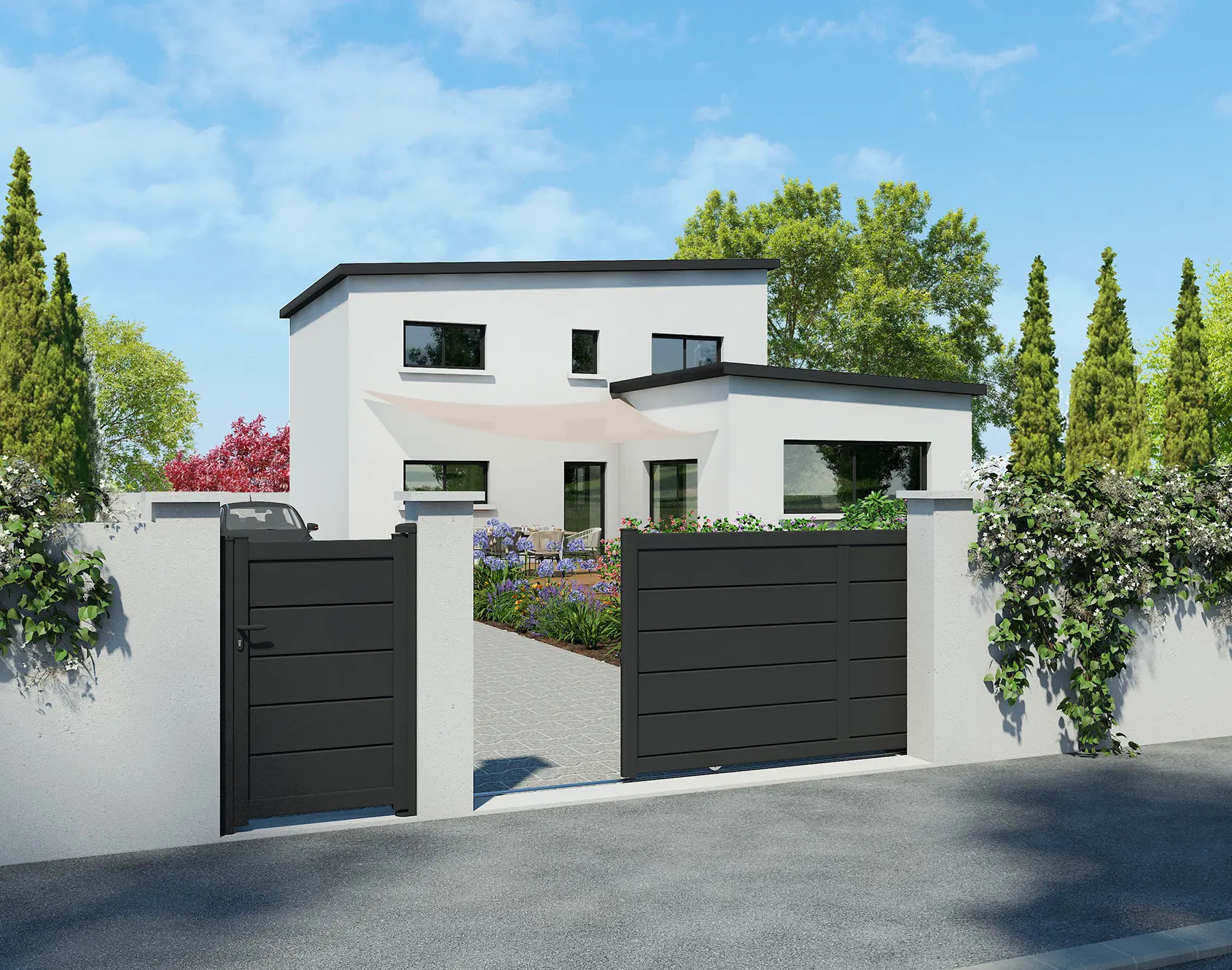 Portail aluminium coulissant Tev par Kostum