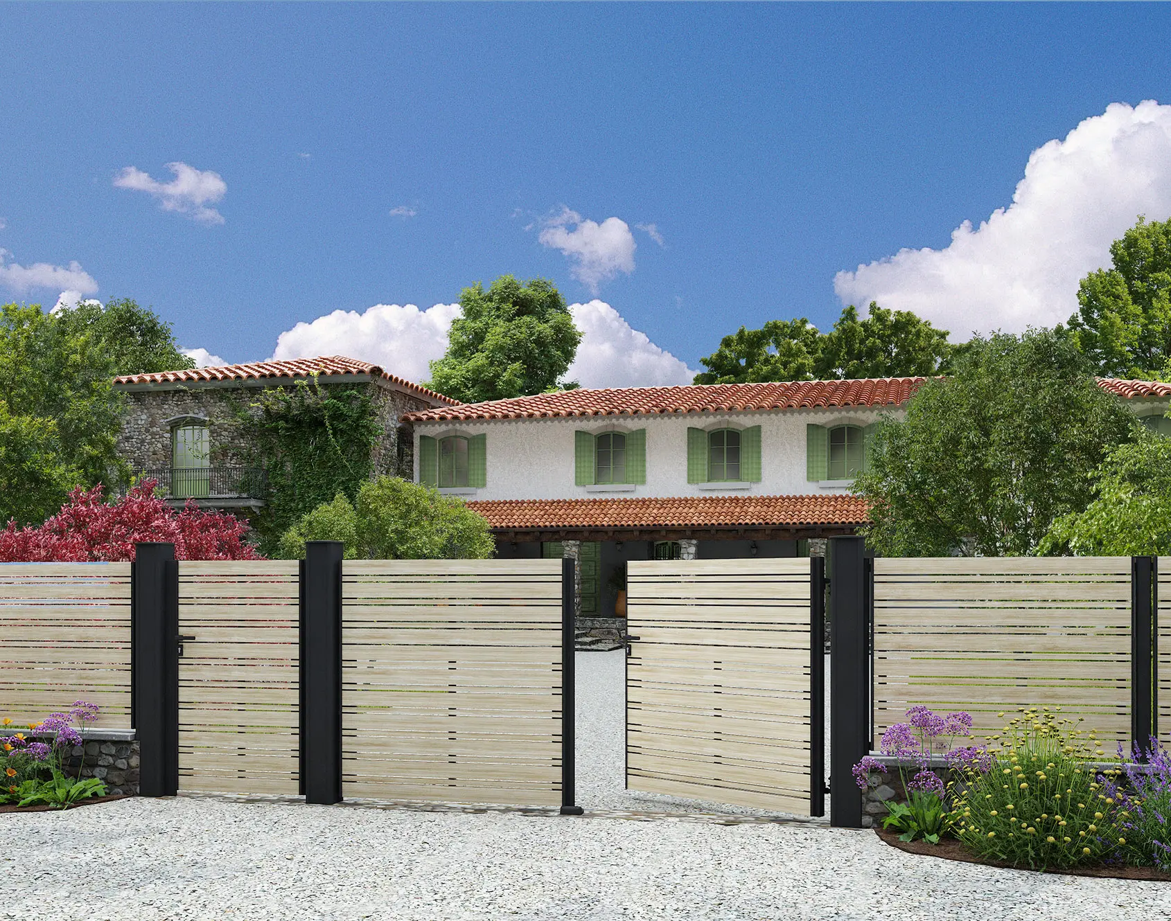 Portail ajouré aluminium Lann - Kostum