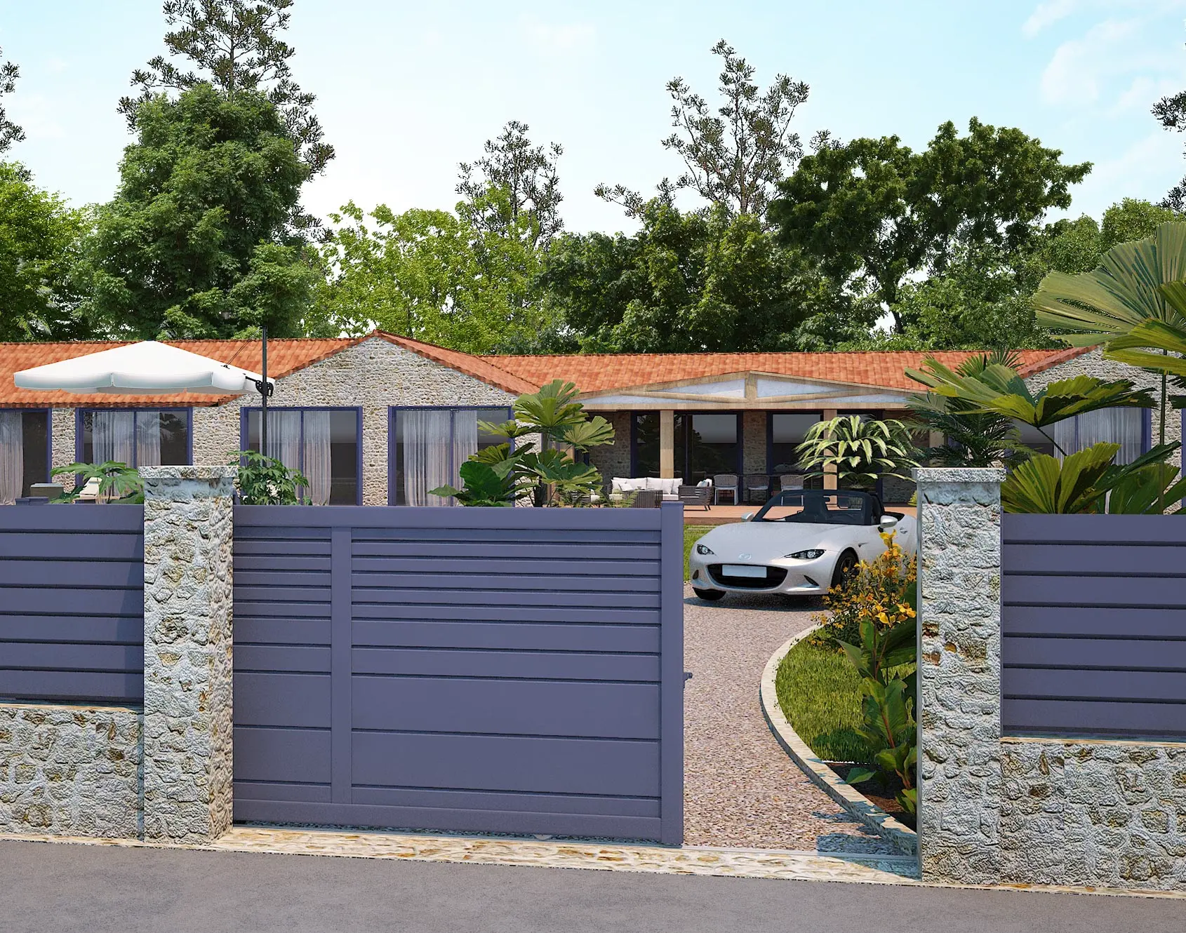 Portail coulissant aluminium Hed - Kostum