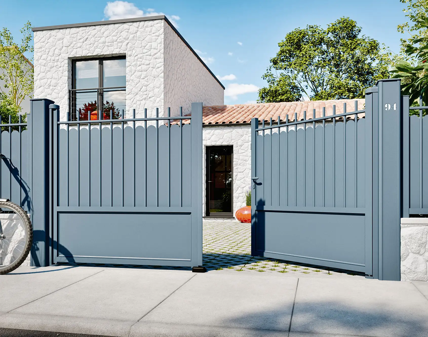 Portail aluminium battant tradition Pont-Aven par kostum