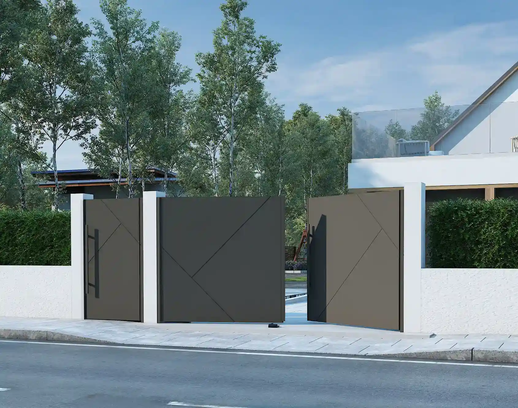 Portail aluminium battant avec son portillon Edda par kostum