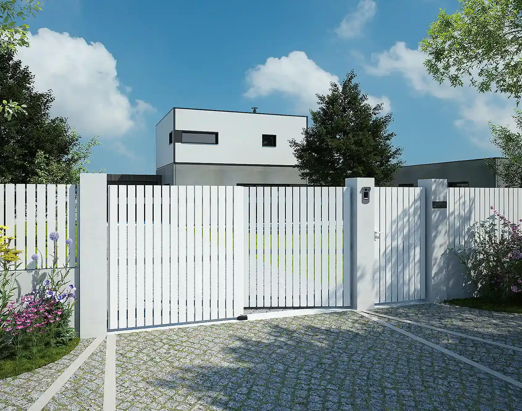 Portail battant aluminium Theolenn tasseaux aluminium par Kostum