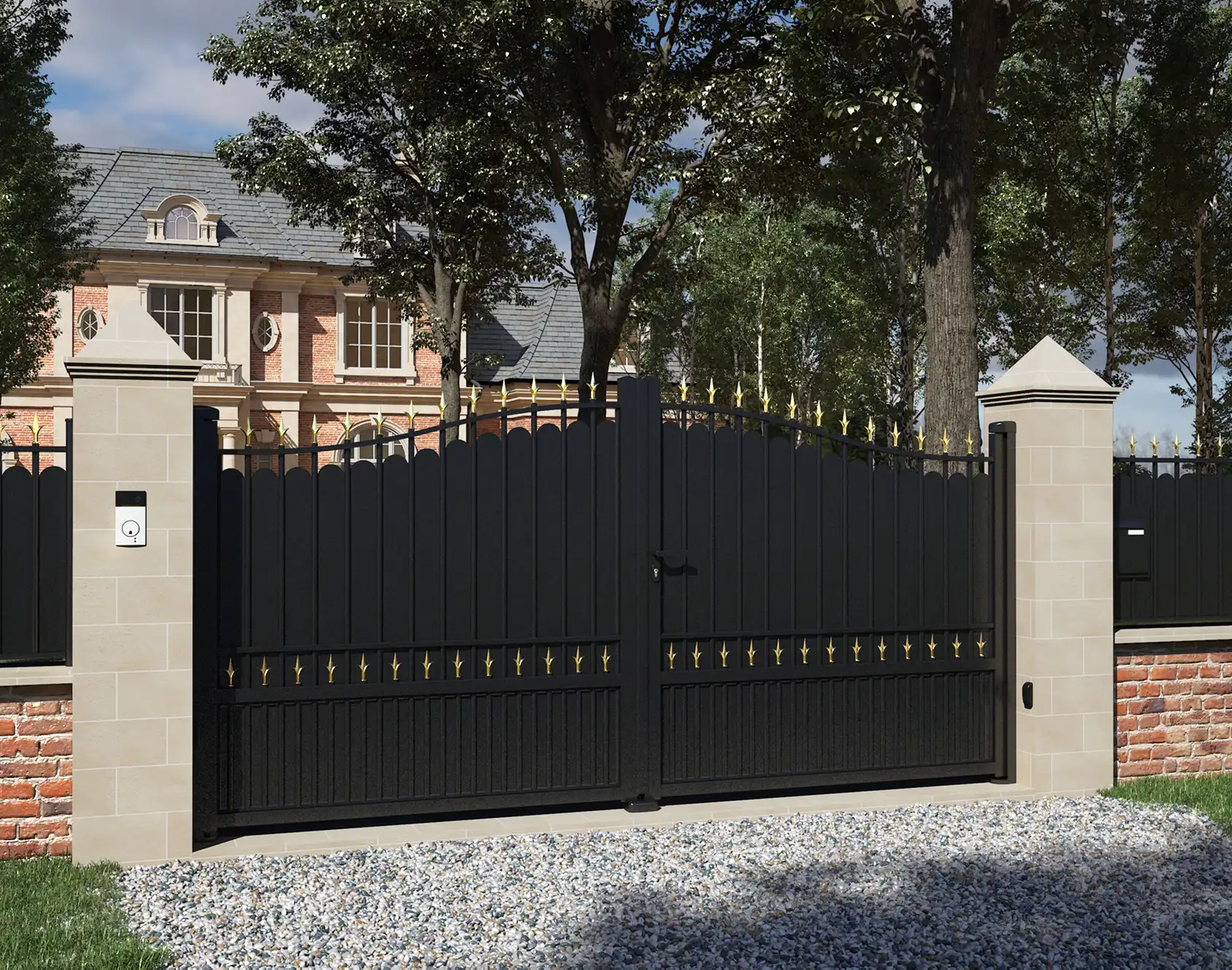 Portail battant aluminium Rosnoen - Kostum