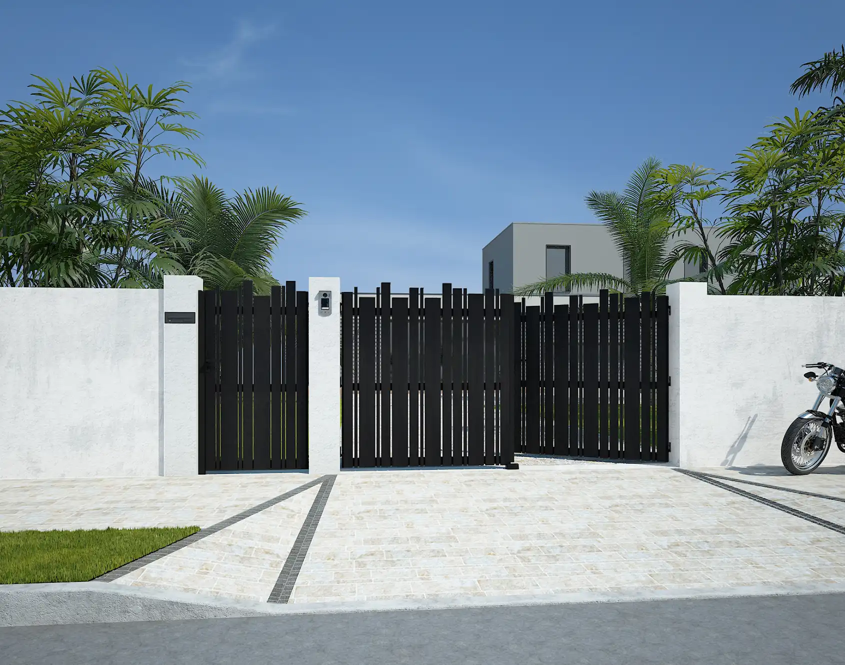 Portail battant aluminium Alya tasseaux aluminium - Kostum