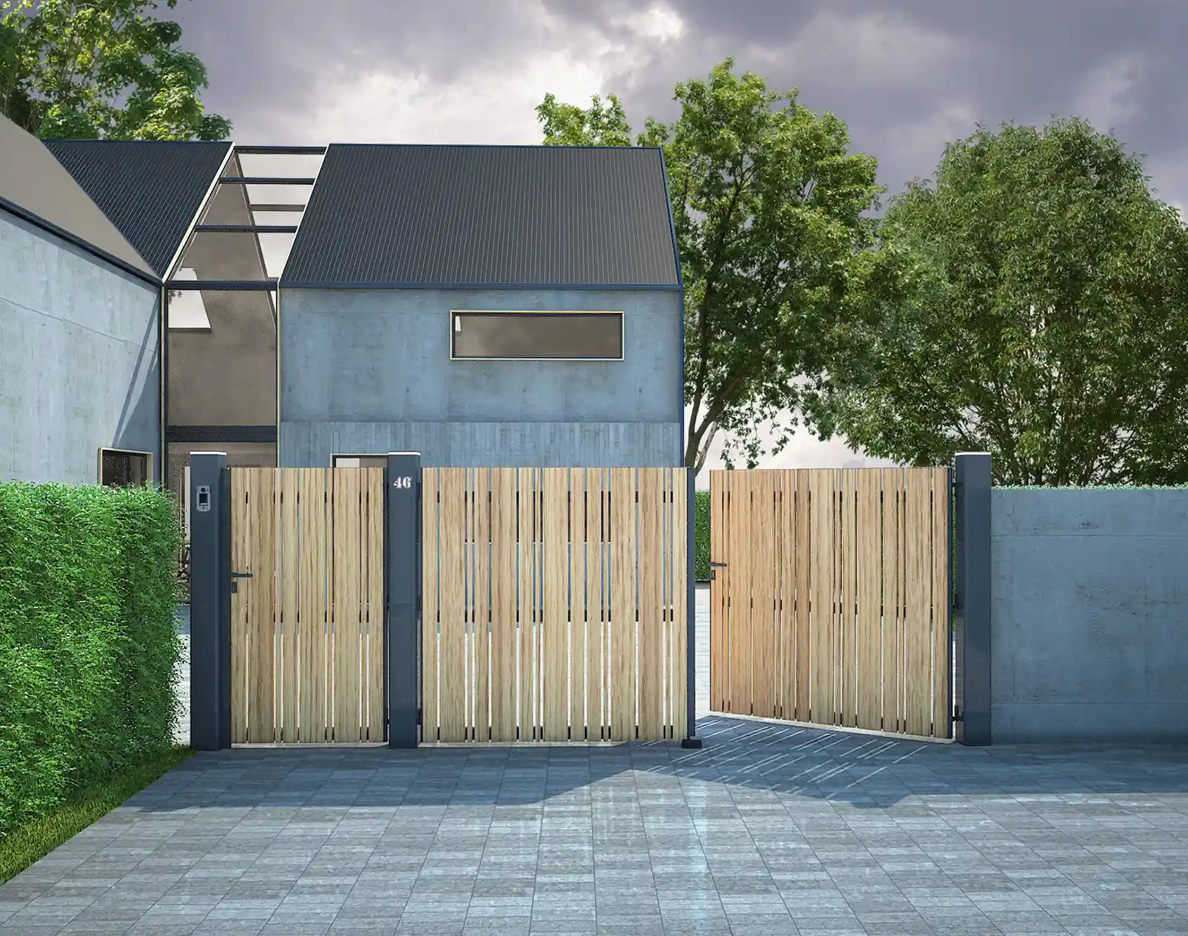 Portail Battant aluminium Keriec tasseaux aluminium par Kostum