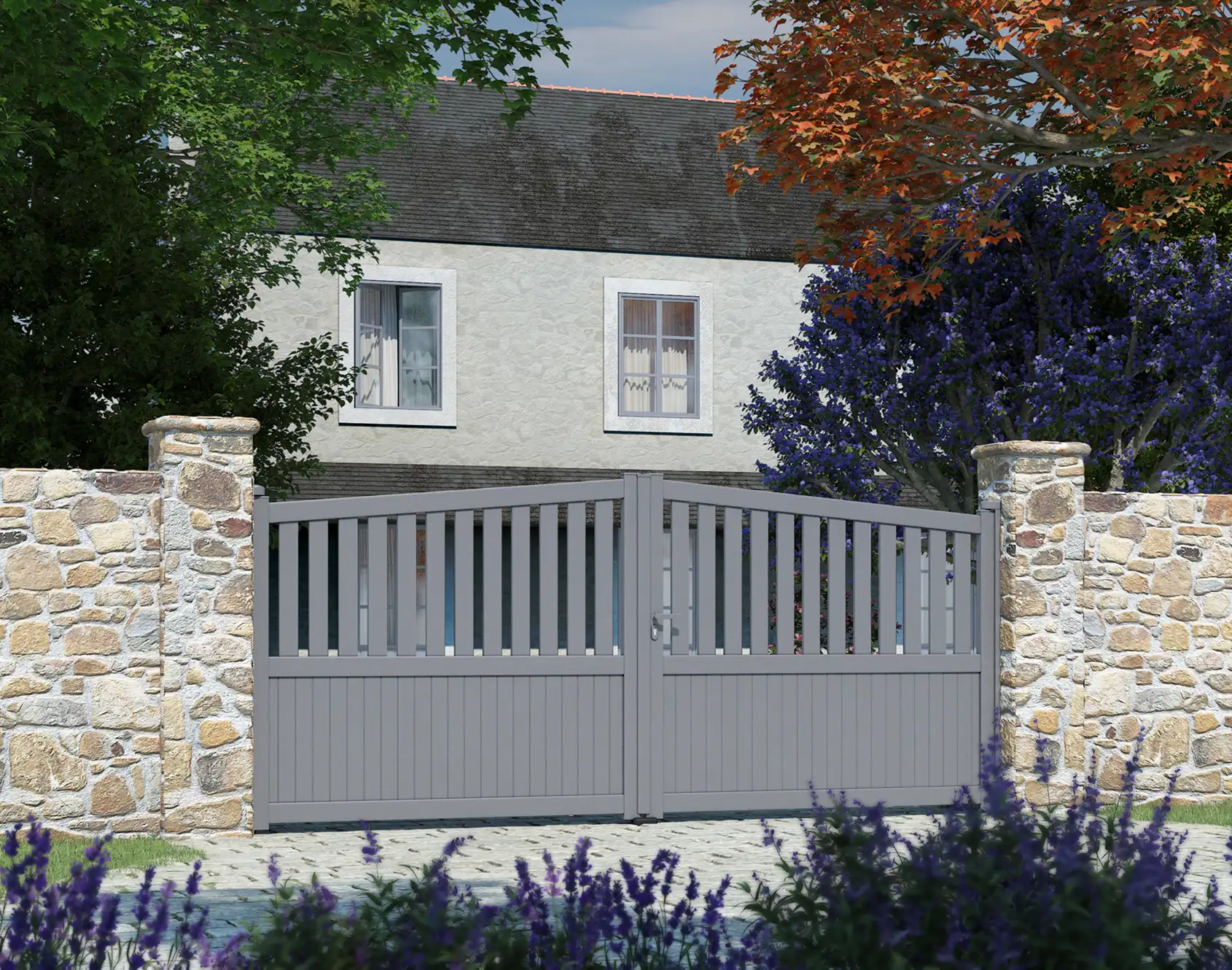 Portail battant semi-plein aluminium Drezeg - Kostum