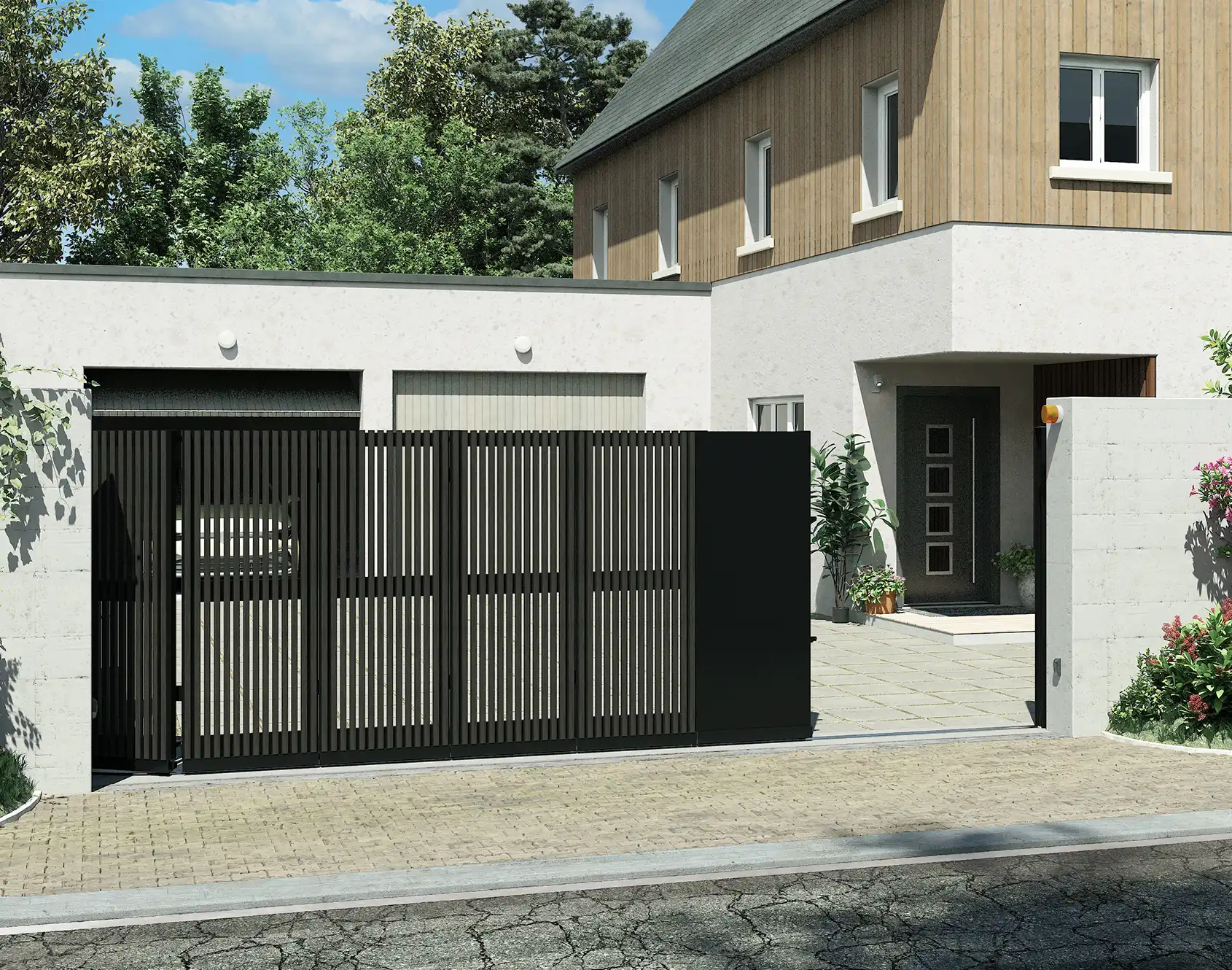 Portail coulissant aluminium tasseaux Thia - Kostum