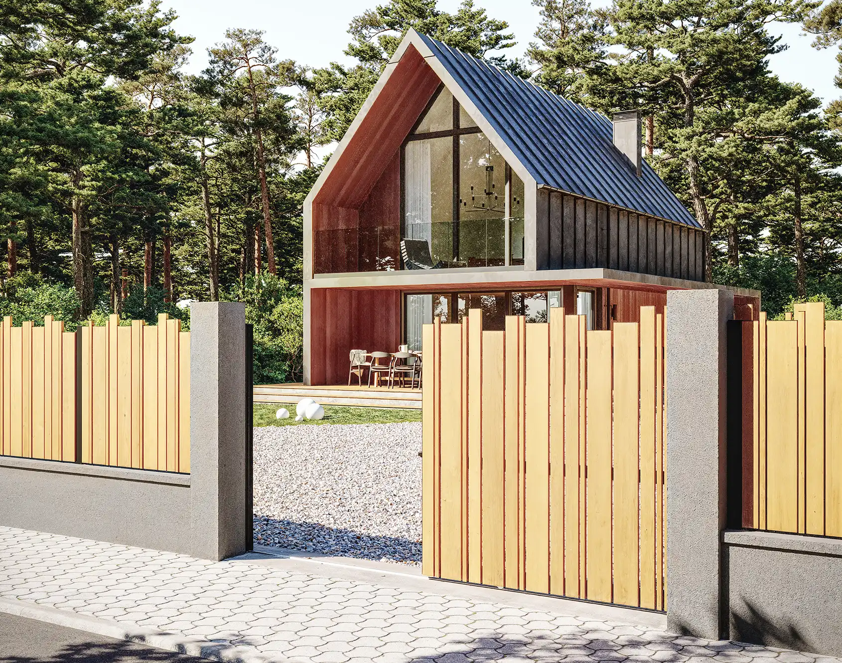 Portail battant aluminium Alya tasseaux aluminium - Kostum