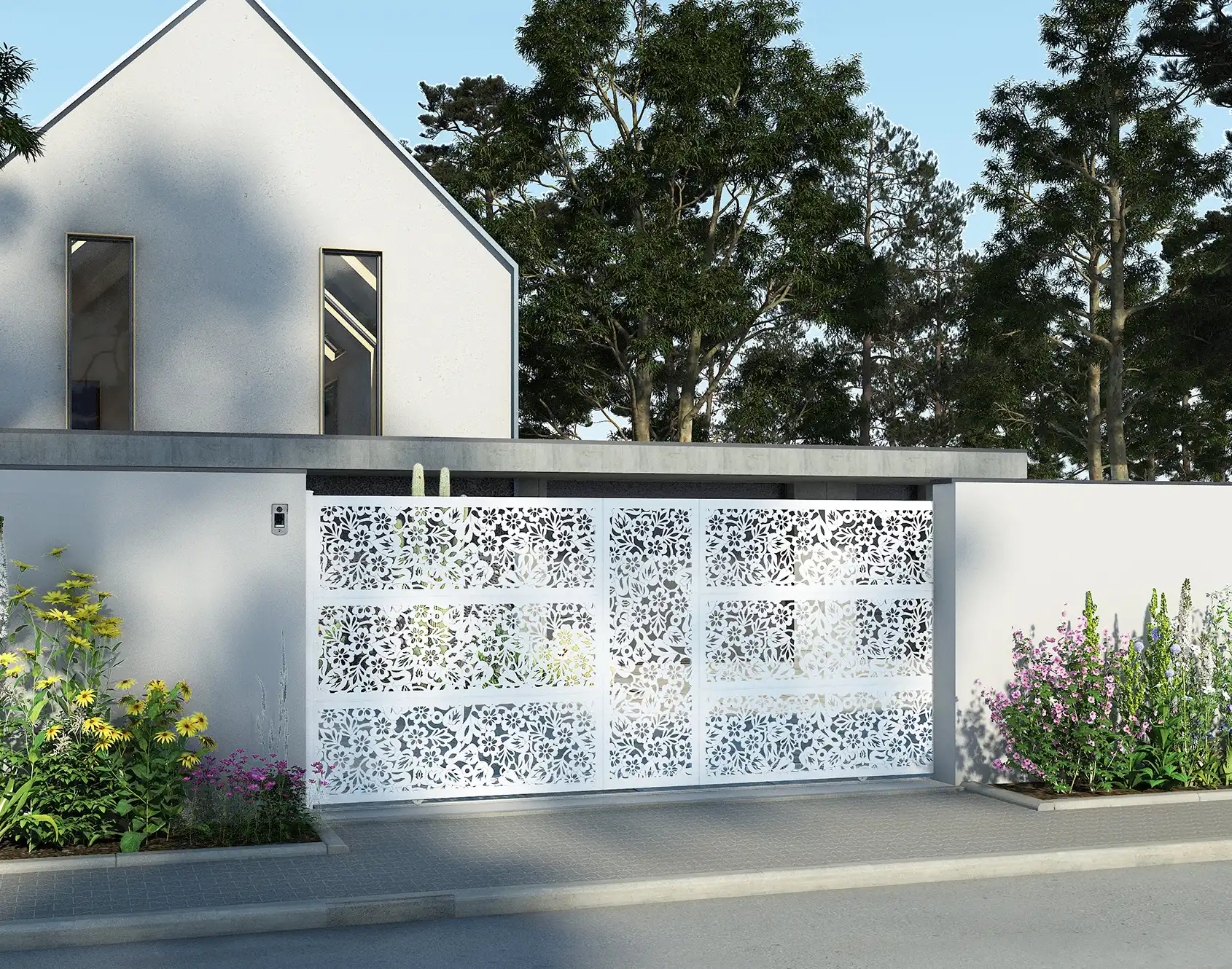 Portail aluminium Freya décor Brodiri - Kostum