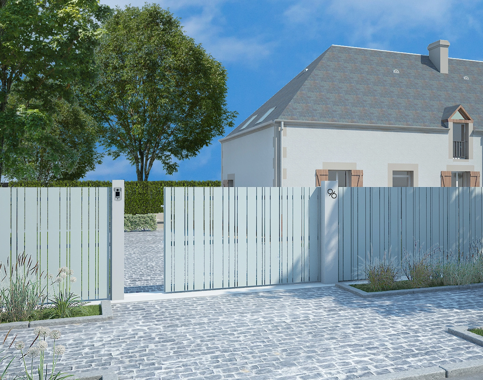 Portail coulissant aluminium Keriec tasseaux aluminium par Kostum