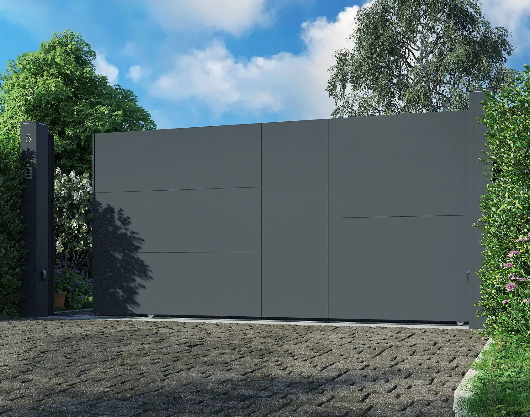 Portail coulissant aluminium Hoenir extérieur - Kostum