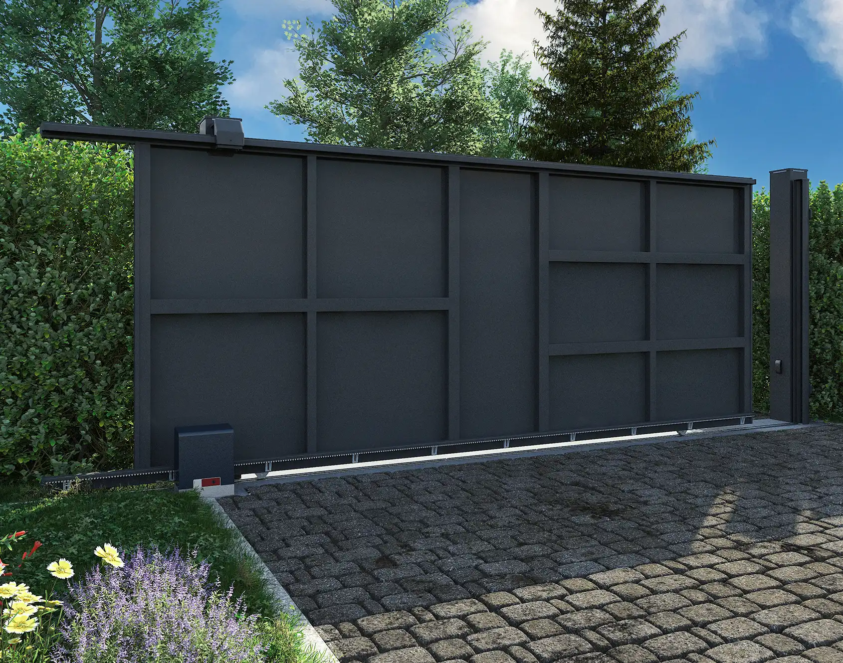 Portail battant aluminium Hoenir interieur - Kostum