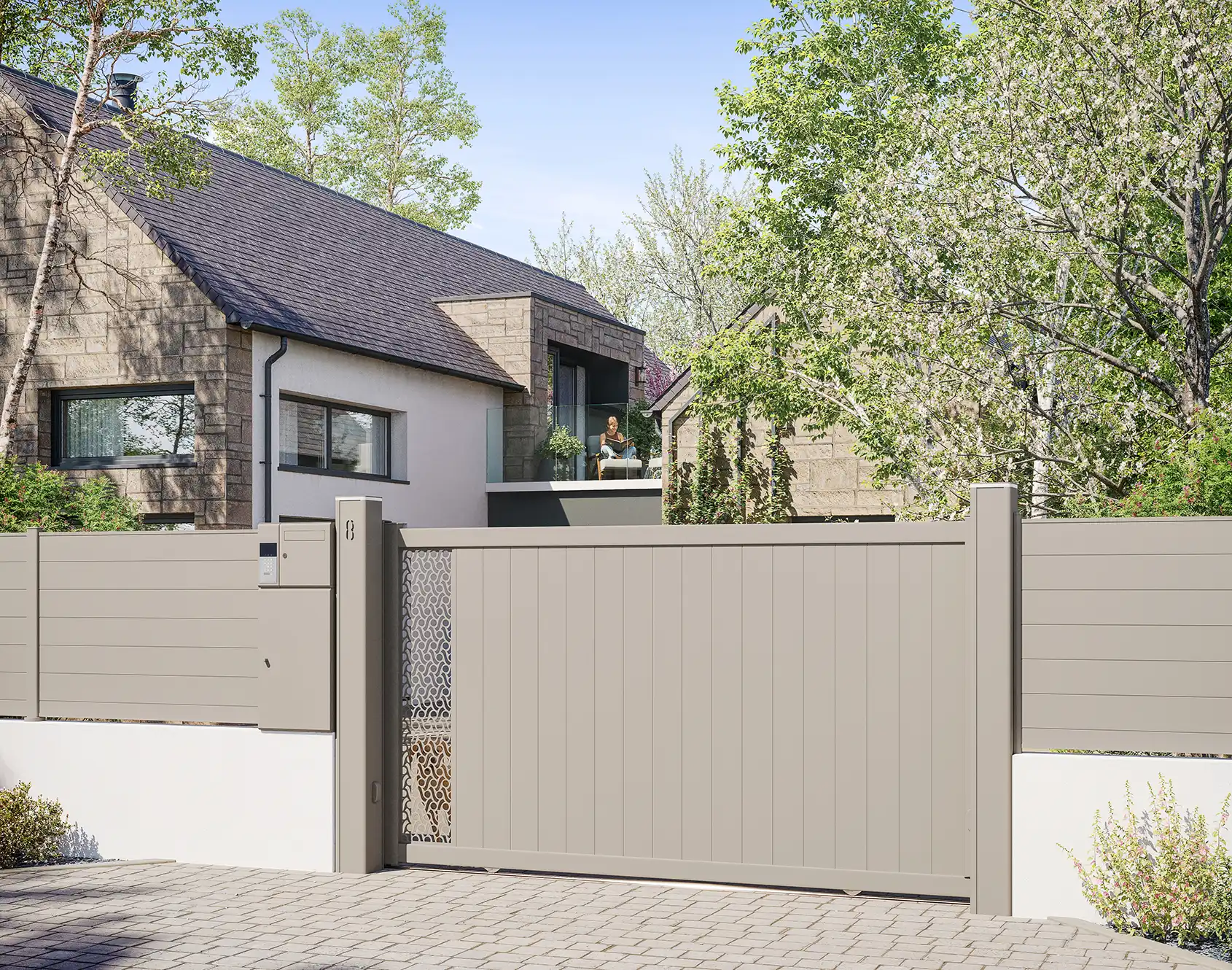 Portail battant plein aluminium Yoenn décor Troveni - Kostum