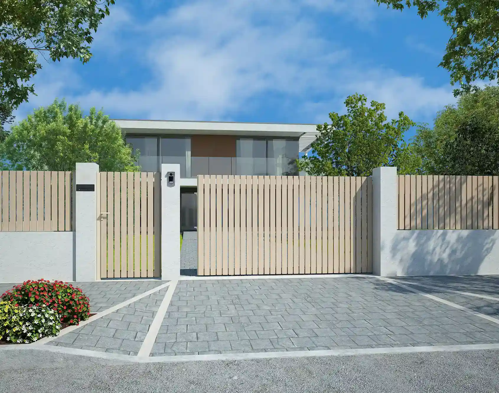 Portail coulissant aluminium Theolenn tasseaux aluminium par Kostum