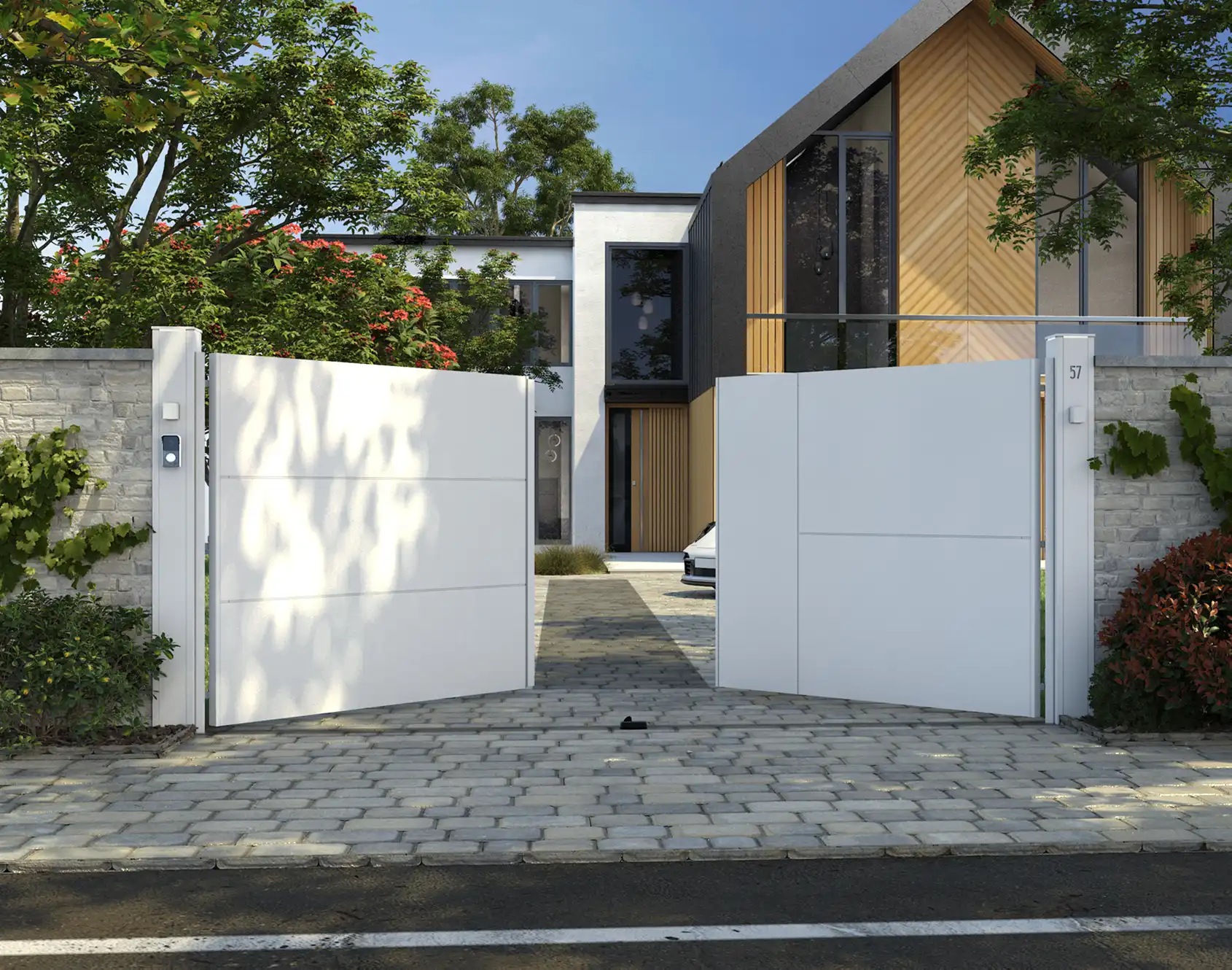 Portail battant aluminium Hoenir extérieur - Kostum