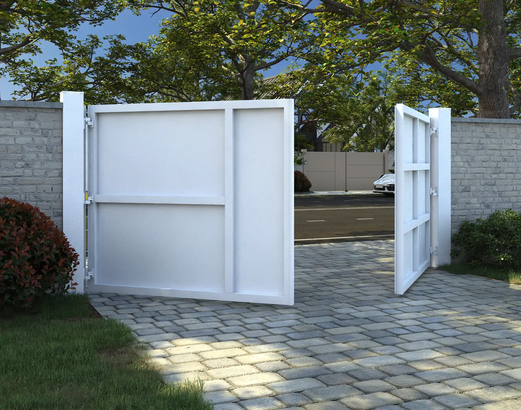 Portail battant aluminium Hoenir intérieur - Kostum
