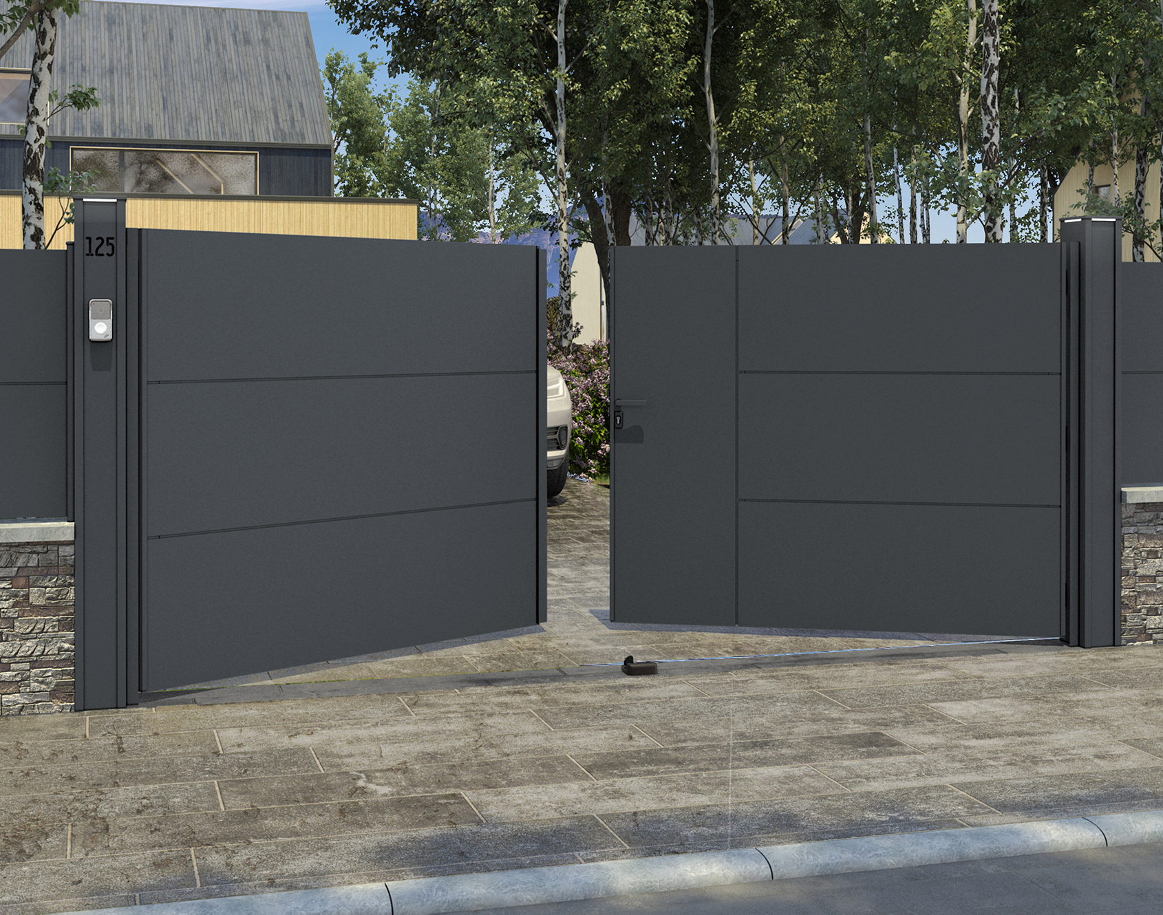 Portail battant aluminium Vali extérieur - Kostum