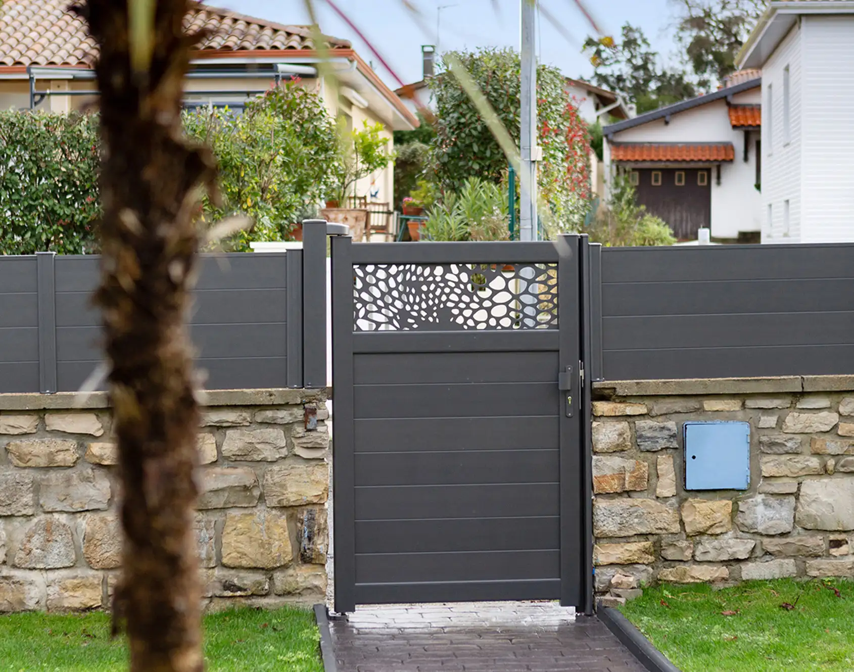 Portillon aluminium Ivona décor Galets - Kostum